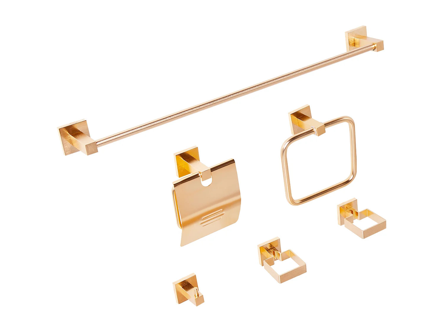 Lot de 6 pièces de quincaillerie pour salle de bain UVITA avec porte-serviettes et crochets Doré