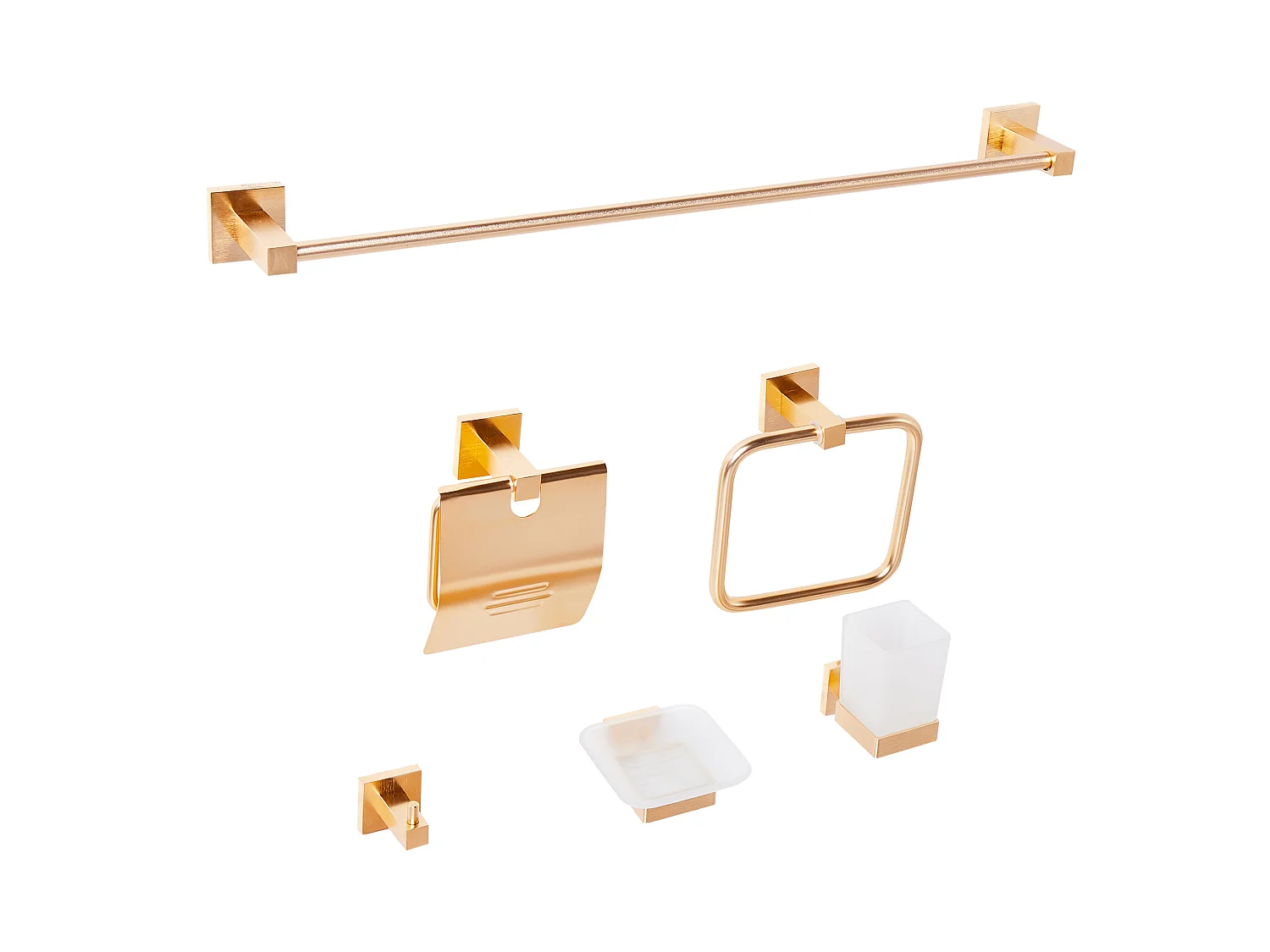 Lot de 6 pièces de quincaillerie pour salle de bain UVITA avec porte-serviettes et crochets Doré