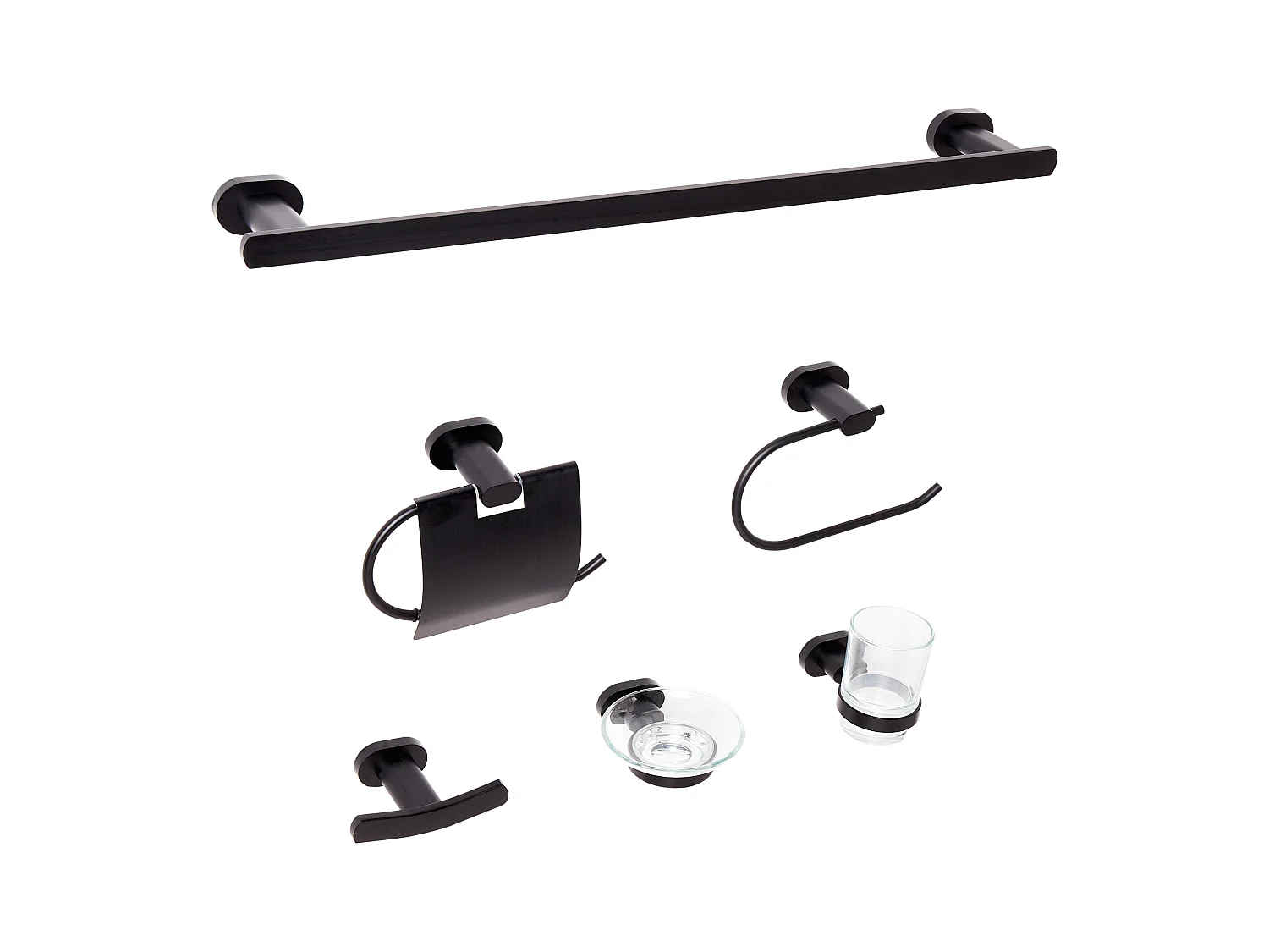 Lot de 6 pièces de quincaillerie pour salle de bain TOCOPILLA avec porte-serviettes et crochets Noir