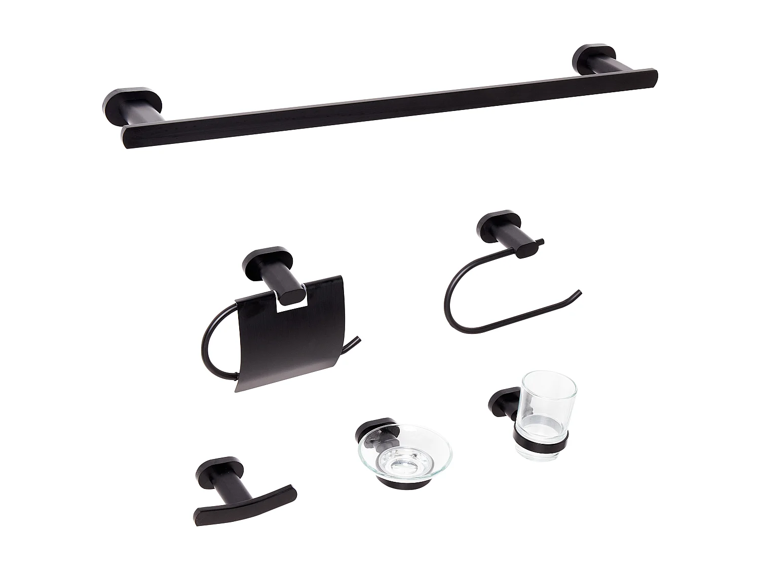 Lot de 6 pièces de quincaillerie pour salle de bain TOCOPILLA avec porte-serviettes et crochets Noir