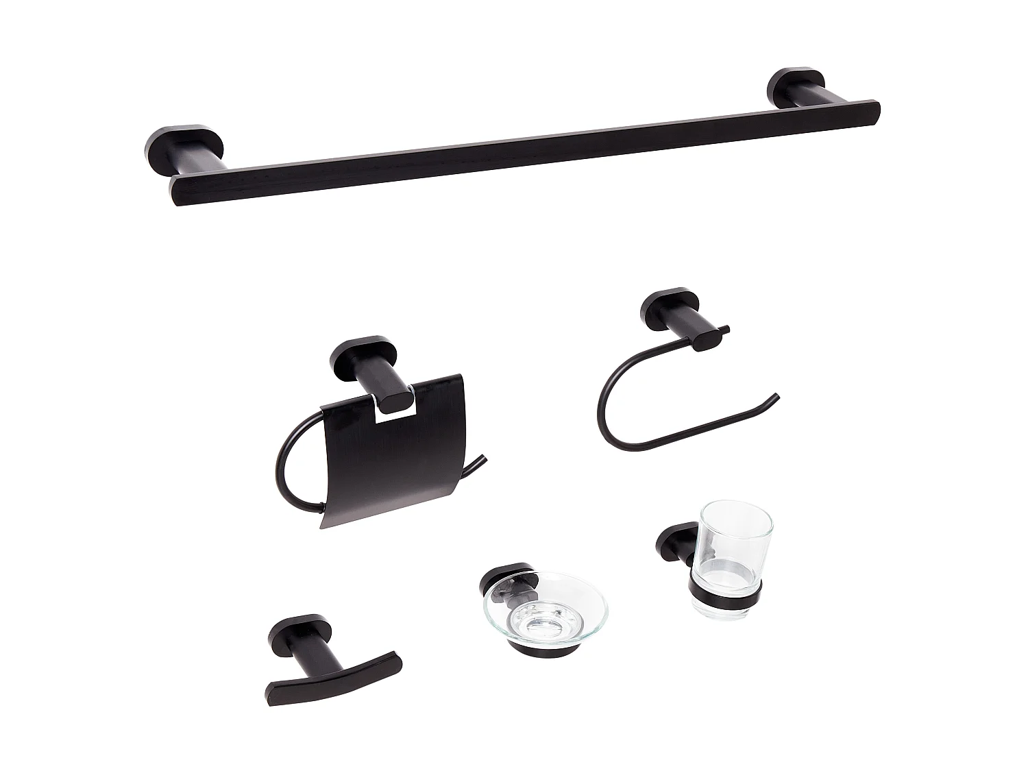 Lot de 6 pièces de quincaillerie pour salle de bain TOCOPILLA avec porte-serviettes et crochets Noir