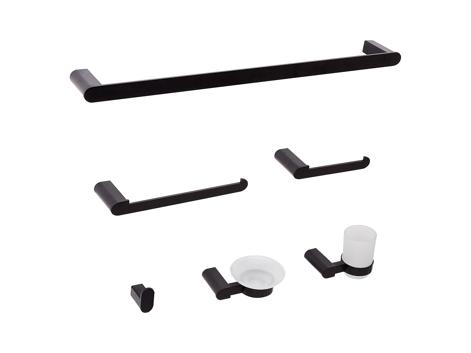 Lot de 6 pièces de quincaillerie pour salle de bain PARACAS avec porte-serviettes et crochets Noir