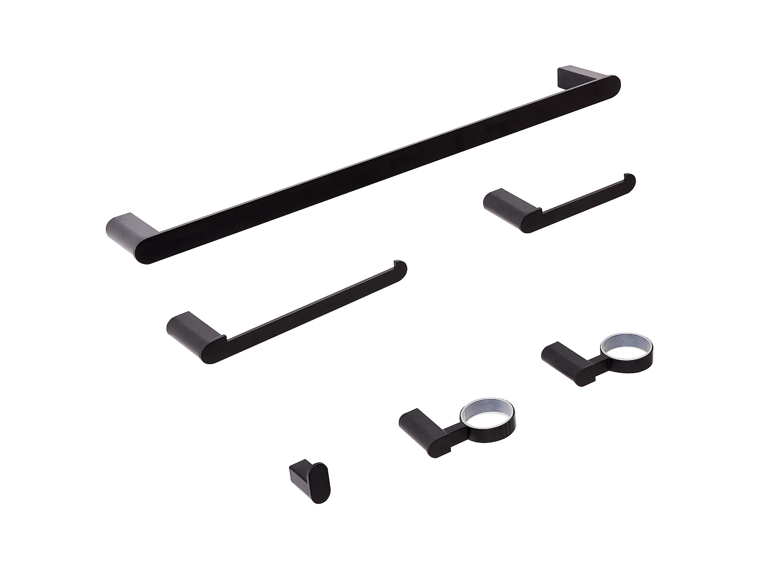 Lot de 6 pièces de quincaillerie pour salle de bain PARACAS avec porte-serviettes et crochets Noir
