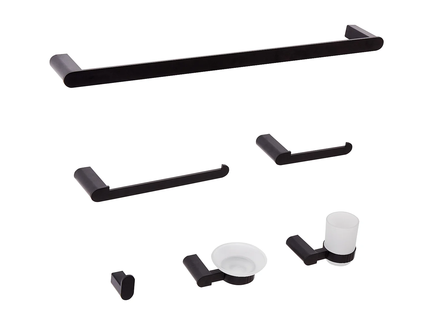 Lot de 6 pièces de quincaillerie pour salle de bain PARACAS avec porte-serviettes et crochets Noir