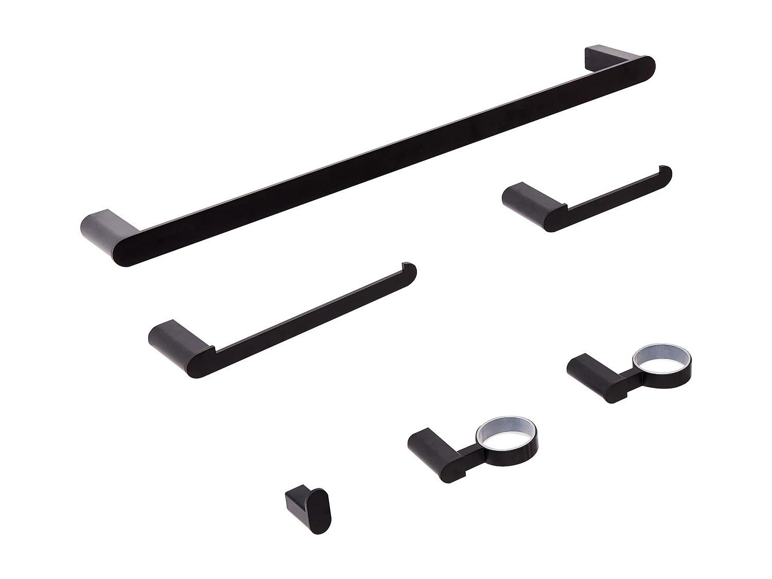 Lot de 6 pièces de quincaillerie pour salle de bain PARACAS avec porte-serviettes et crochets Noir