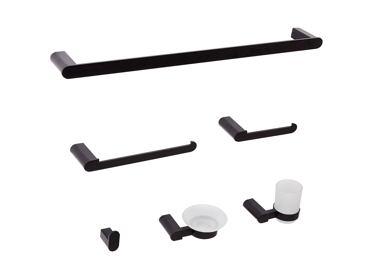 Lot de 6 pièces de quincaillerie pour salle de bain PARACAS avec porte-serviettes et crochets Noir