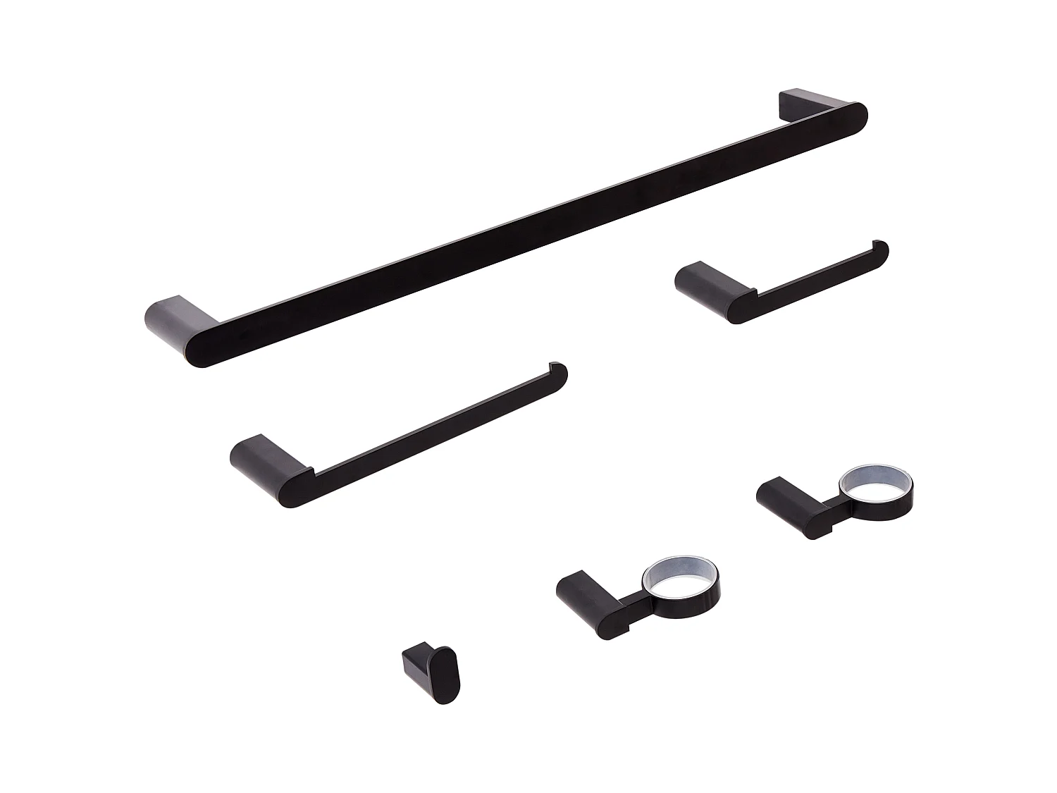 Lot de 6 pièces de quincaillerie pour salle de bain PARACAS avec porte-serviettes et crochets Noir