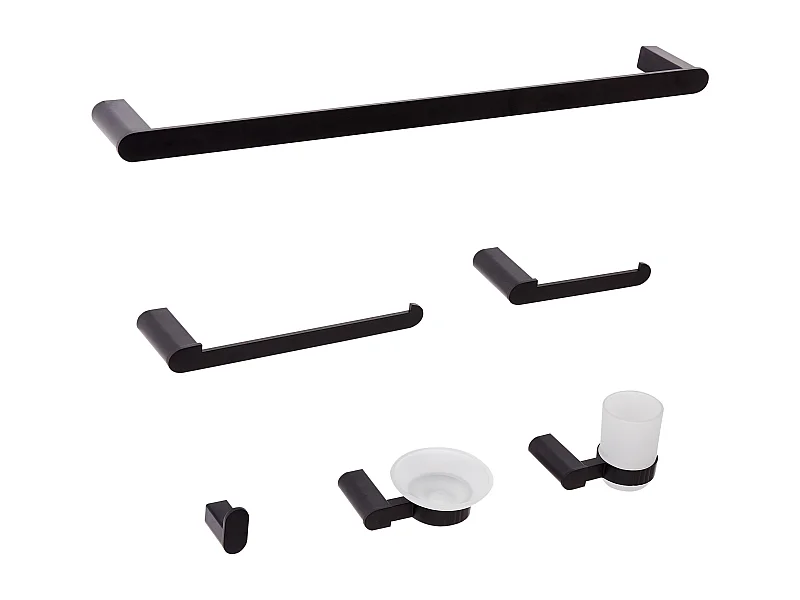 Lot de 6 pièces de quincaillerie pour salle de bain PARACAS avec porte-serviettes et crochets Noir