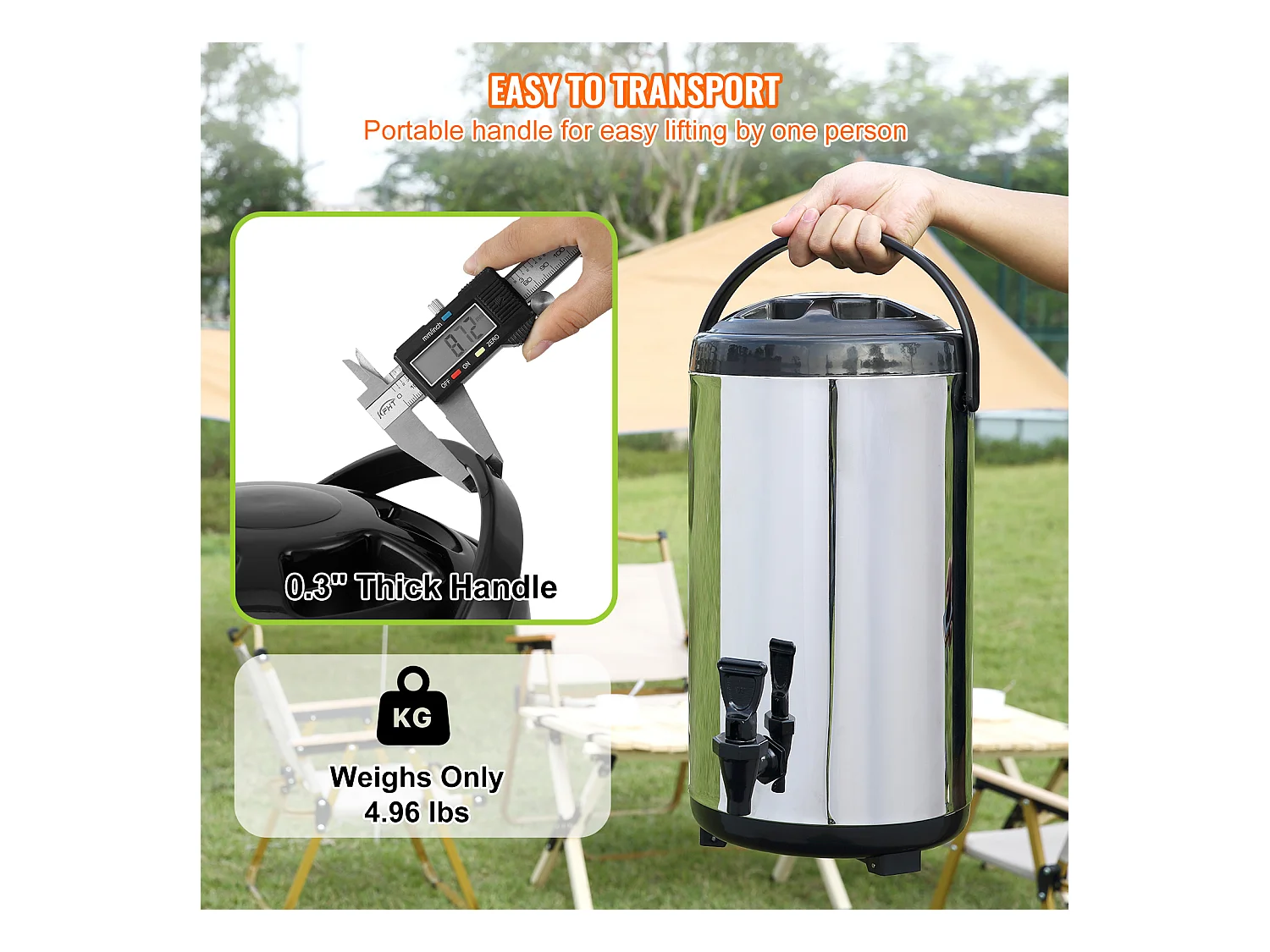 Getränkespender SucceBuy Isoliert SucceBuy 9.2L aus Edelstahl mit Hahn, Lebensmittelqualität für Restaurants