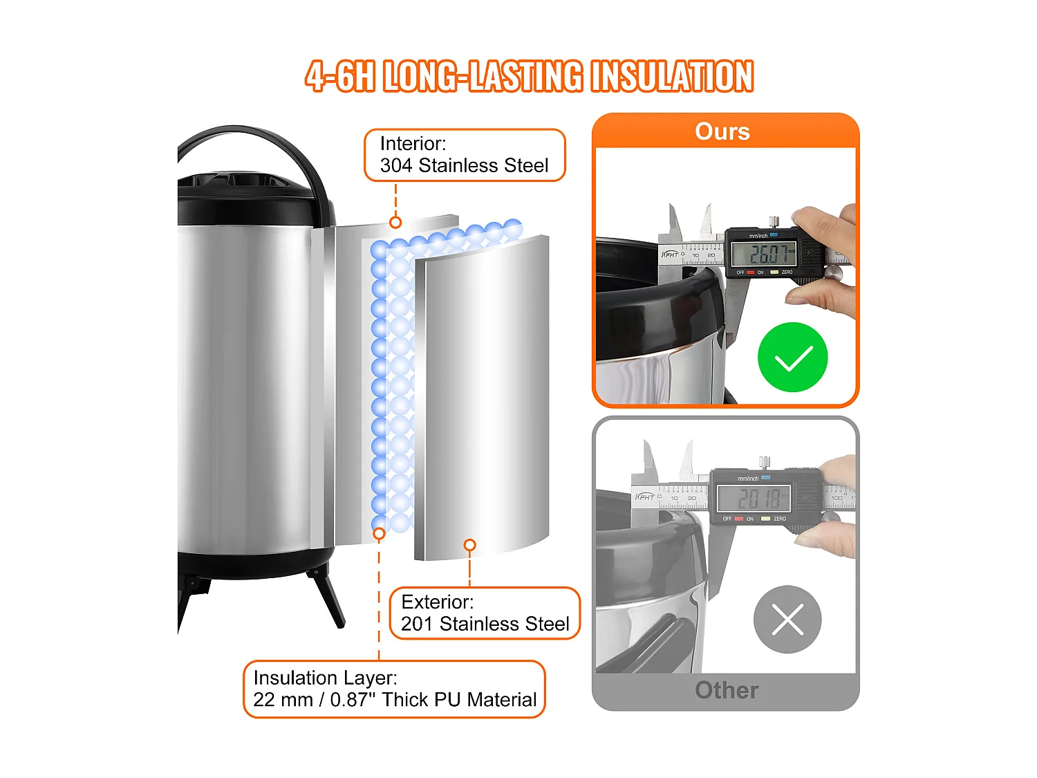 Dispensador SucceBuy de Bebidas Isotérmico SucceBuy 9.2L de Acero Inoxidable con Grifo, Calidad Alimentaria para Restaurantes