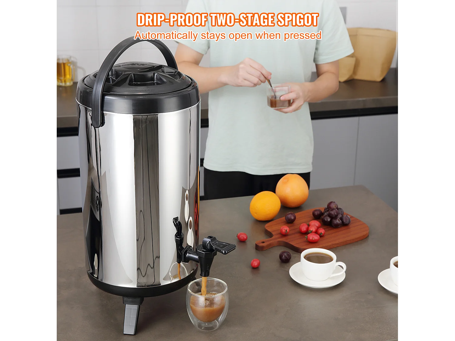 Dispensador SucceBuy de Bebidas Isotérmico SucceBuy 9.2L de Acero Inoxidable con Grifo, Calidad Alimentaria para Restaurantes