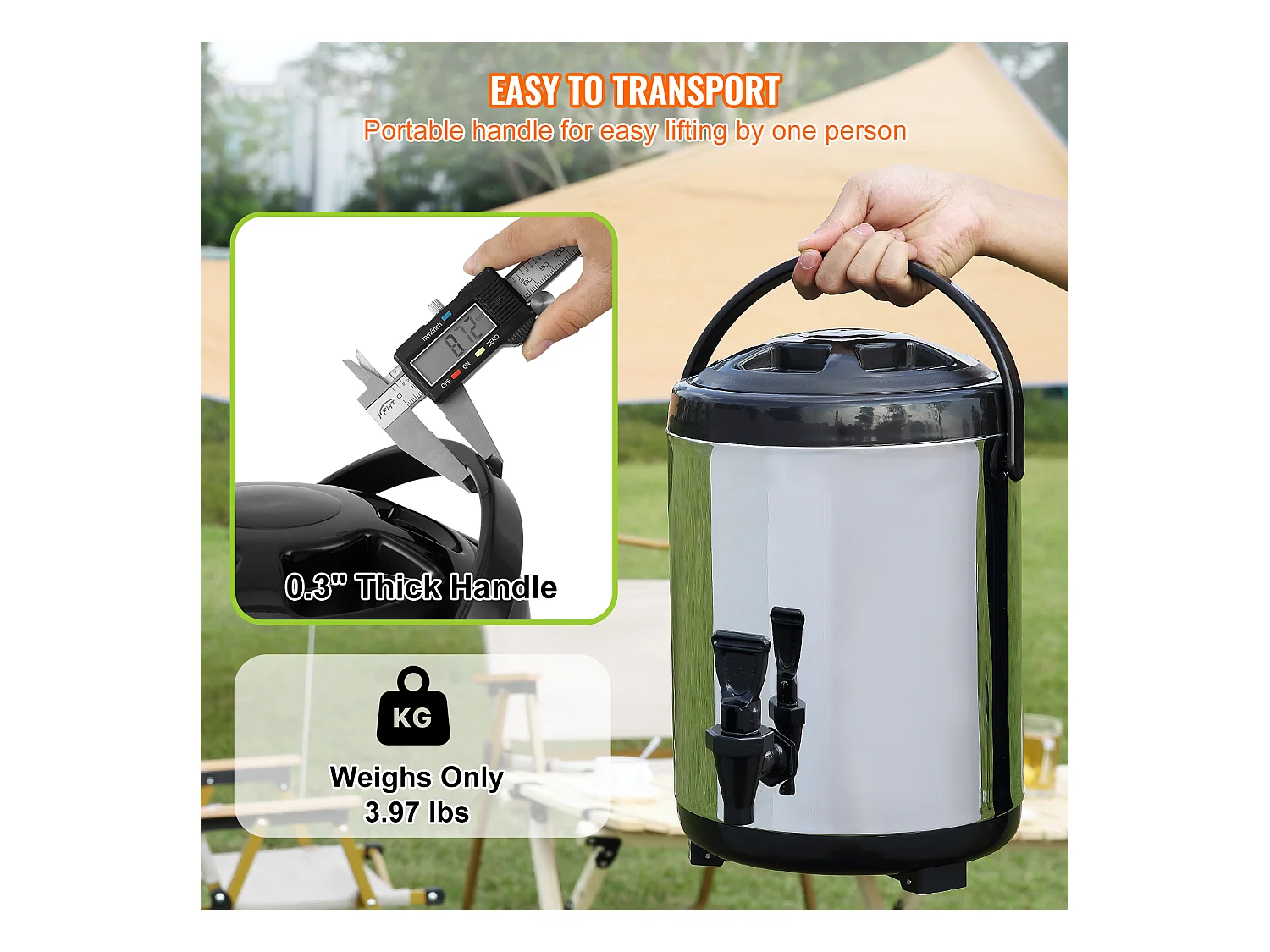 Distributeur SucceBuy de Boissons Chaudes et Froides Isolé 6L en Acier Inoxydable avec Robinet, Qualité Alimentaire pour Restaurants