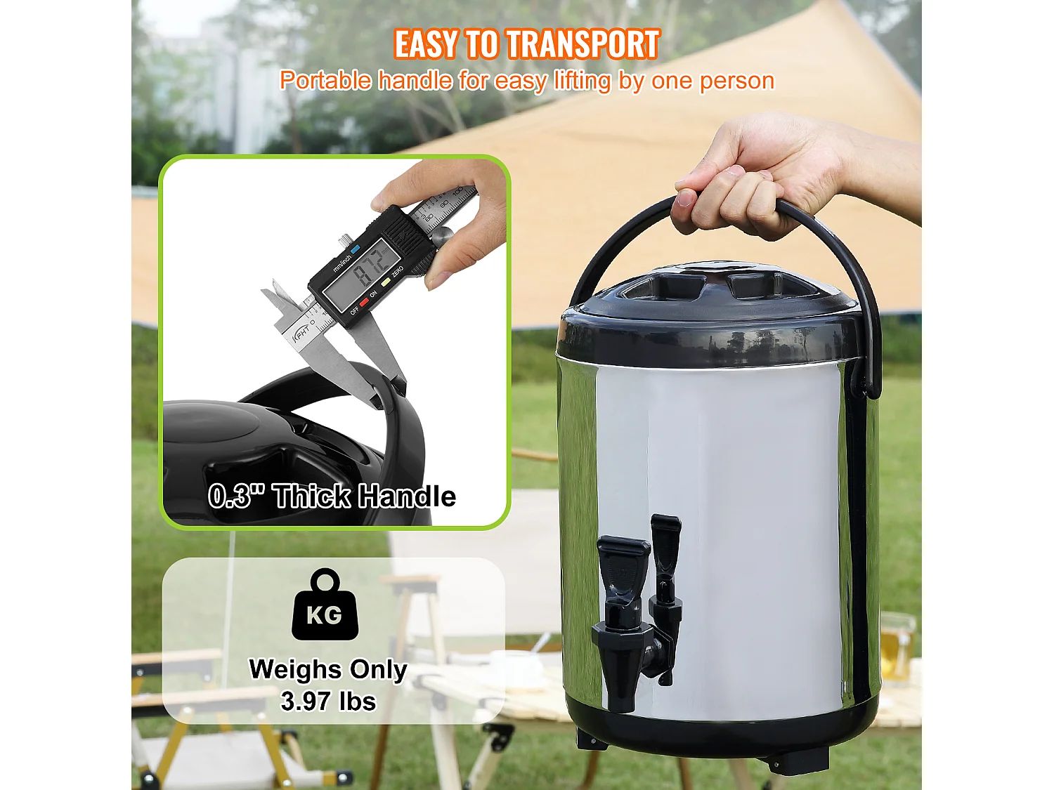 Distributeur SucceBuy de Boissons Chaudes et Froides Isolé 6L en Acier Inoxydable avec Robinet, Qualité Alimentaire pour Restaurants