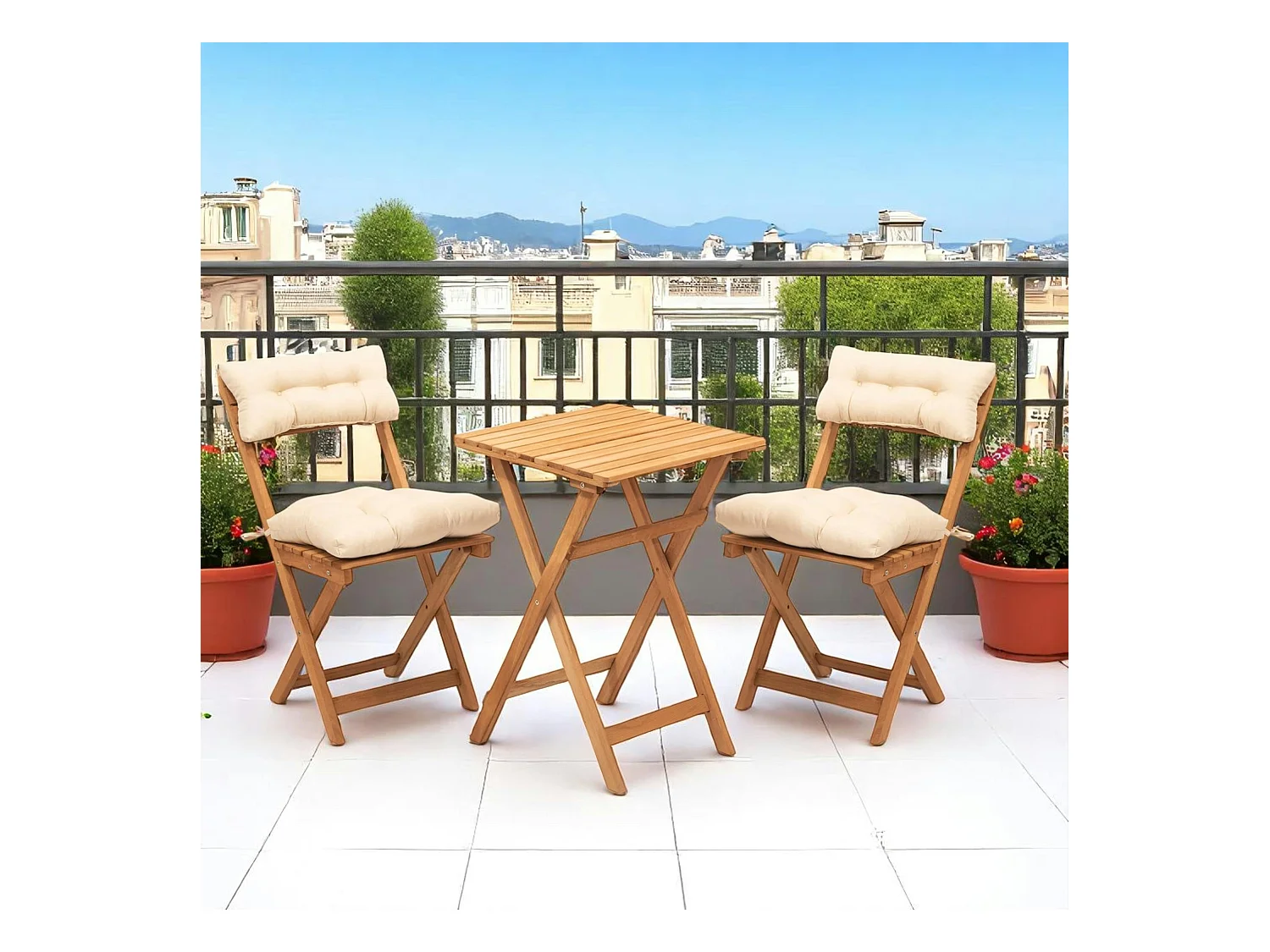 Petit salon de jardin 2 places - pliant, confort SORA