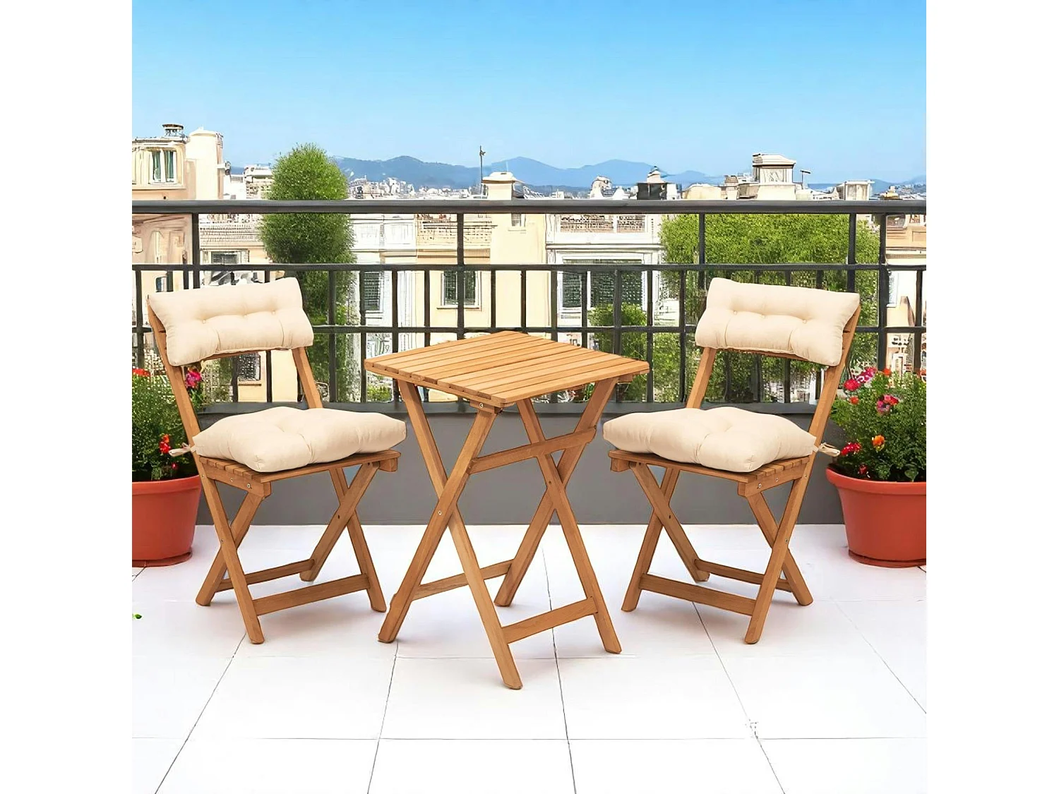 Petit salon de jardin 2 places - pliant, confort SORA