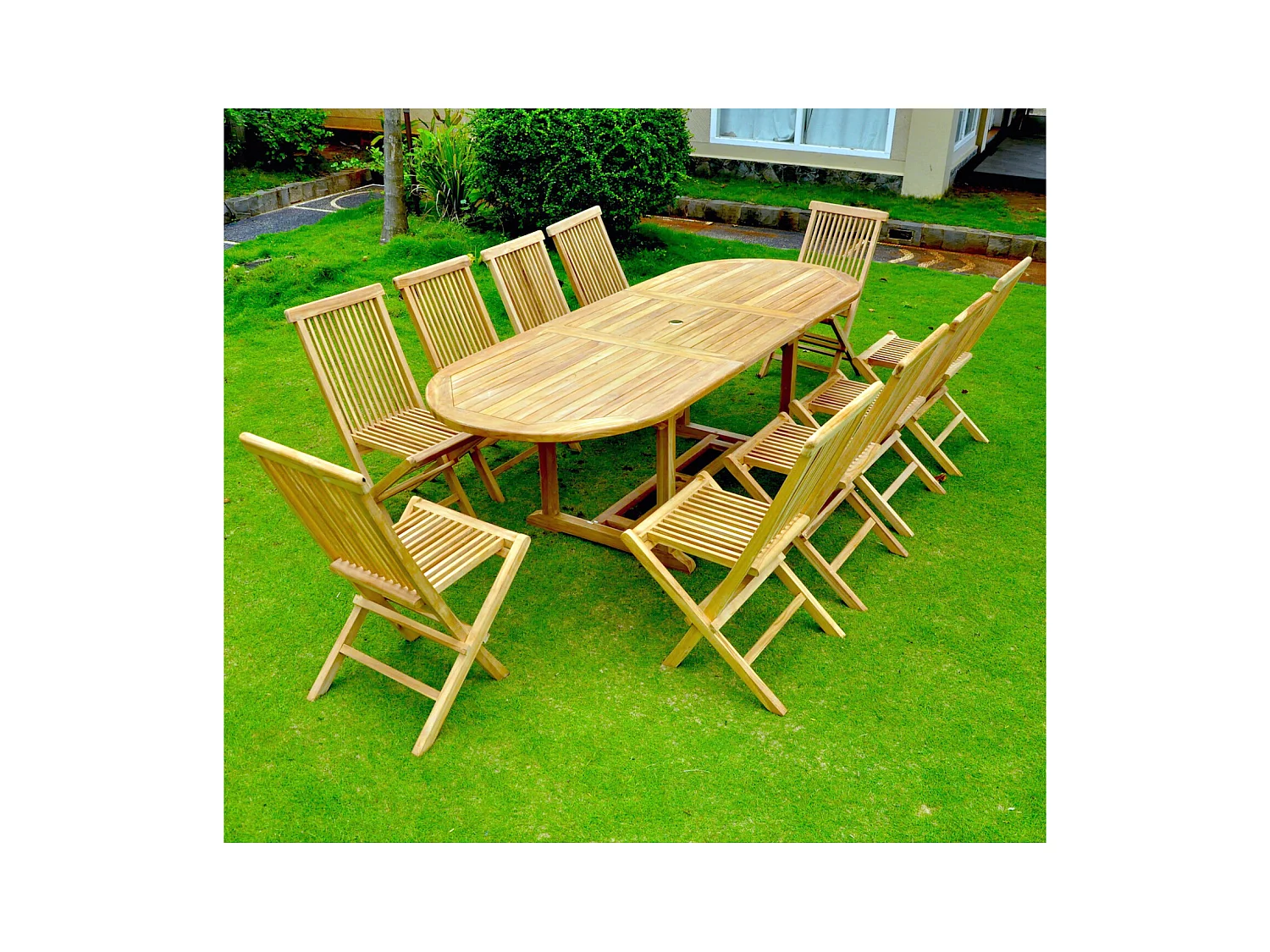 Table ovale + 10 chaises KAJANG