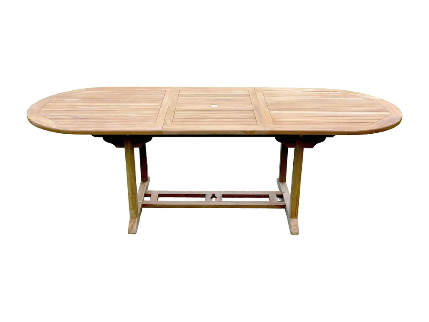 Set da Giardino in Teak Massiccio Ovale Estensibile + 10 Sedie Pieghevoli