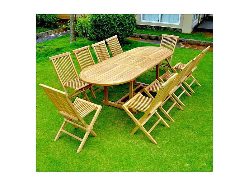 Table ovale + 10 chaises KAJANG