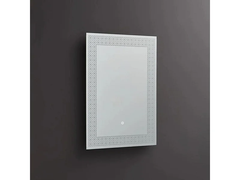 Miroir LED rectangulaire "Fresno" avec cadre lumineux décoré de fleurs cm 50x70