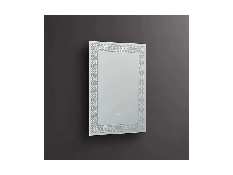 Miroir LED rectangulaire "Fresno" avec cadre lumineux décoré de fleurs cm 50x70