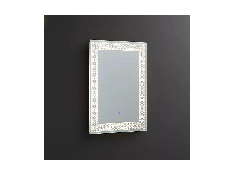 Miroir LED rectangulaire "Fresno" avec cadre lumineux décoré de fleurs cm 50x70