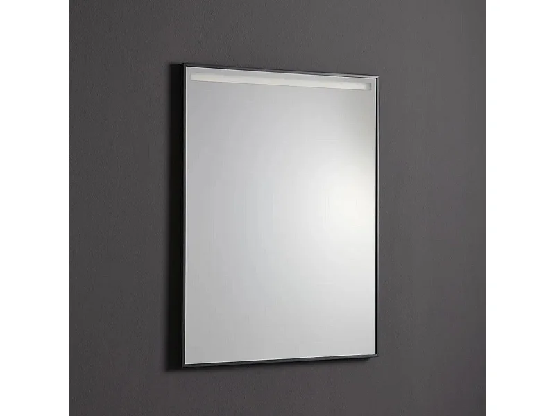 Specchio con striscia a led rettangolare "Sombra" telaio nero opaco cm 50x70h