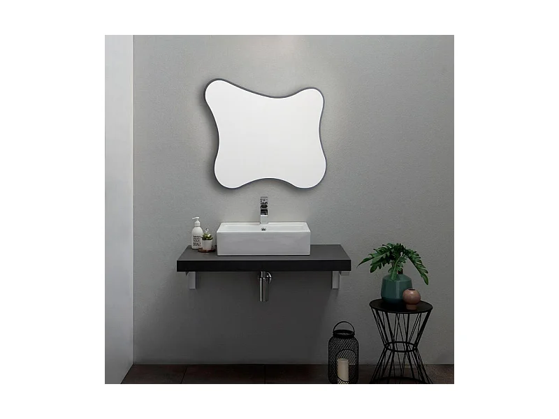 Miroir LED réversible en forme de « Gresham » avec cadre rétroéclairé cm 100x75h