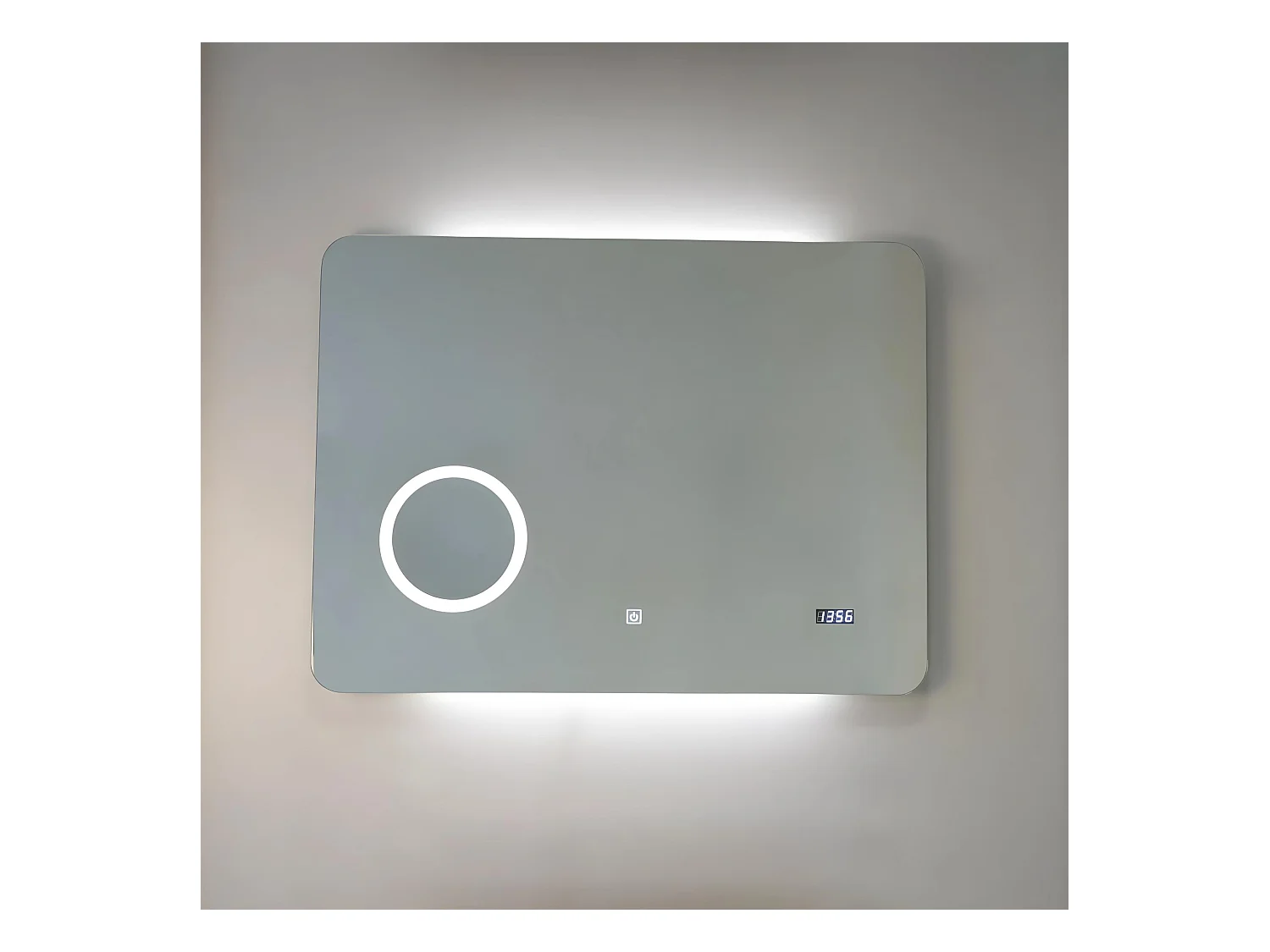 Lustro LED "Zamas" z lupą i cyfrowym zegarem dotykowym cm 80x60h