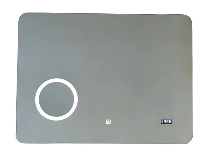 Lustro LED "Zamas" z lupą i cyfrowym zegarem dotykowym cm 80x60h