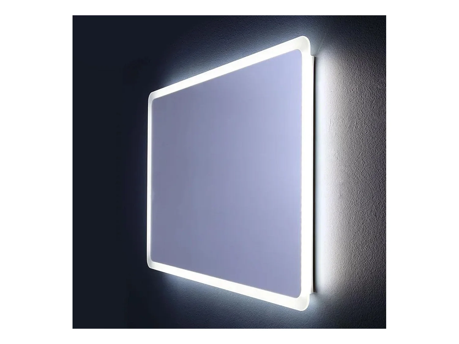 Afgeronde LED badkamerspiegel "Dallas" met verlicht frame cm 90x60h