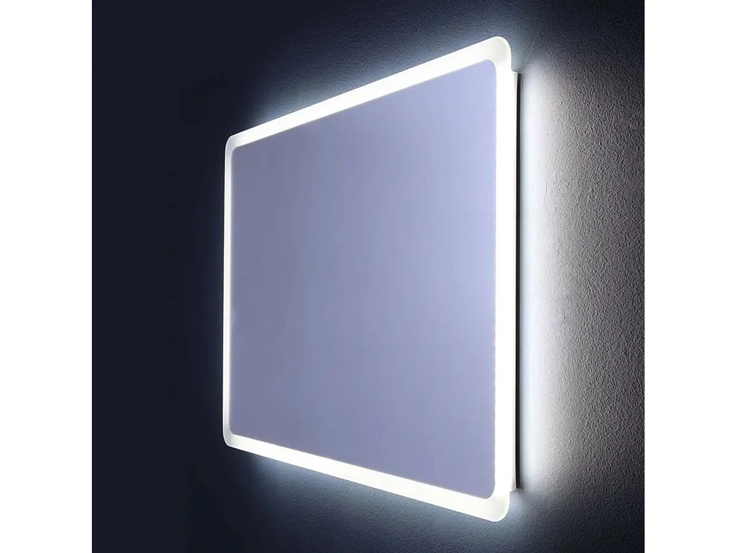 Abgerundeter LED-Badezimmerspiegel "Dallas" mit beleuchtetem Rahmen cm 90x60h
