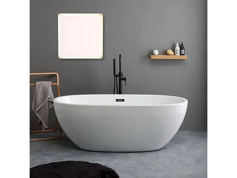 Abgerundeter LED-Badezimmerspiegel "Dallas" mit beleuchtetem Rahmen cm 90x60h