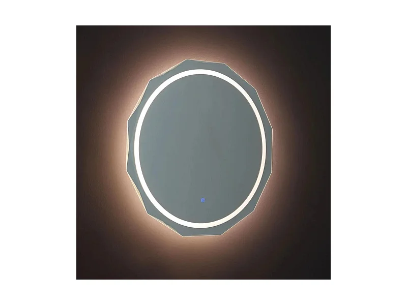 Miroir rond à LED "Horizonte" avec bord à facettes et éclairé cm 75x75h