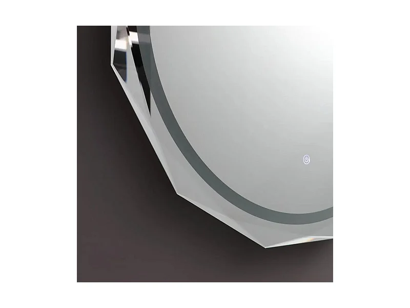 Miroir rond à LED "Horizonte" avec bord à facettes et éclairé cm 75x75h