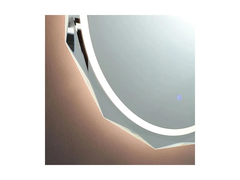 Miroir rond à LED "Horizonte" avec bord à facettes et éclairé cm 75x75h
