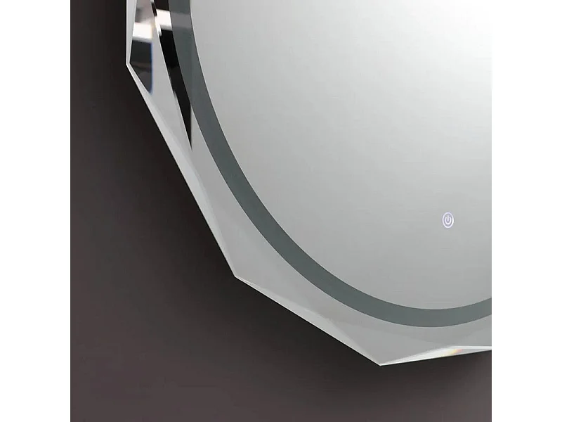 Runder LED-Spiegel "Horizonte" mit facettiertem Rand und Beleuchtung cm 75x75h