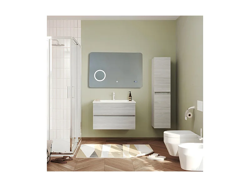 Espelho LED "Zamas" com lupa e relógio digital touch cm 100x70h