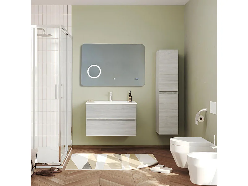 Espelho LED "Zamas" com lupa e relógio digital touch cm 100x70h