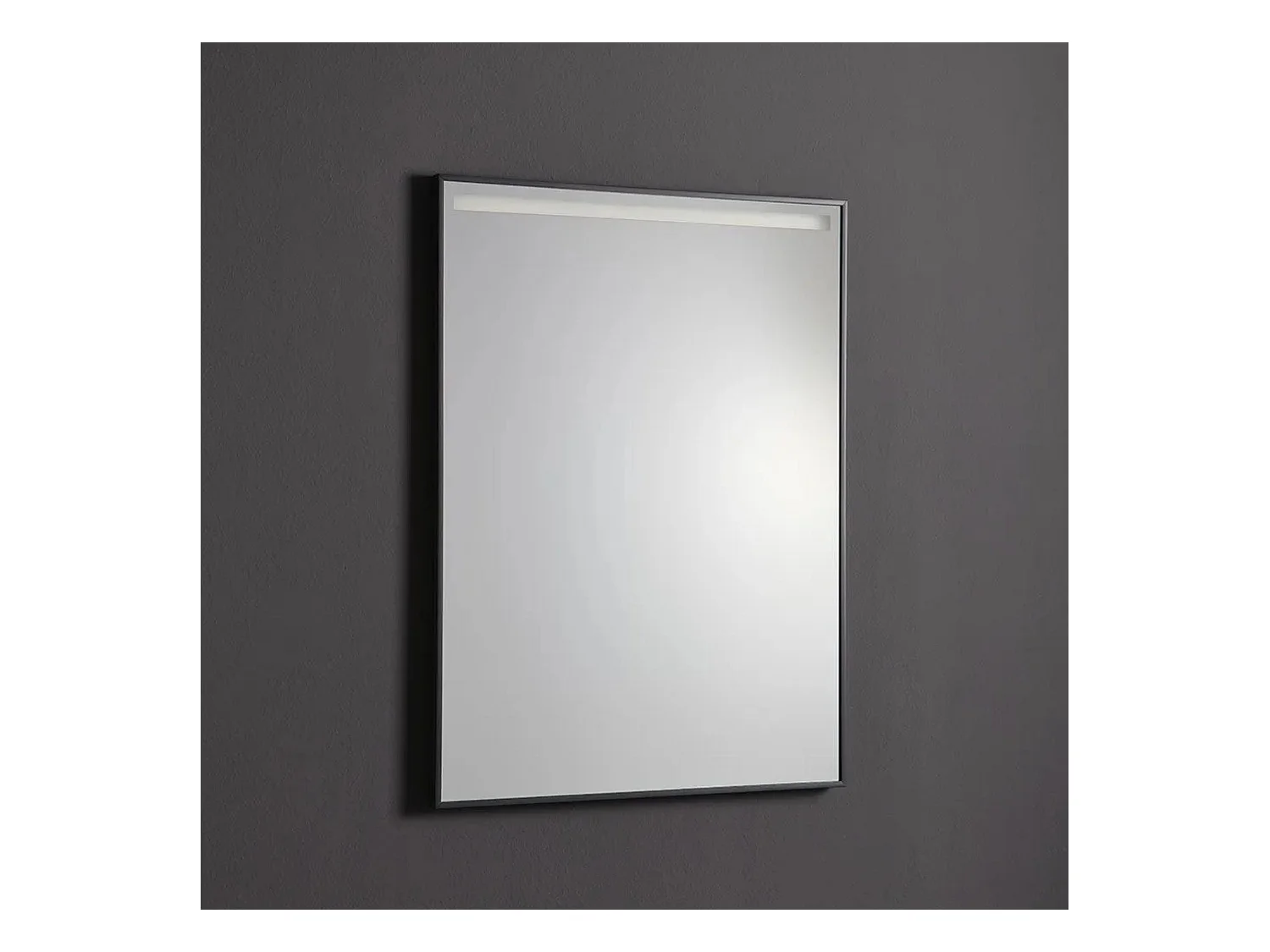 Miroir avec bande LED rectangulaire "Sombra" cadre noir mat cm 60x80h