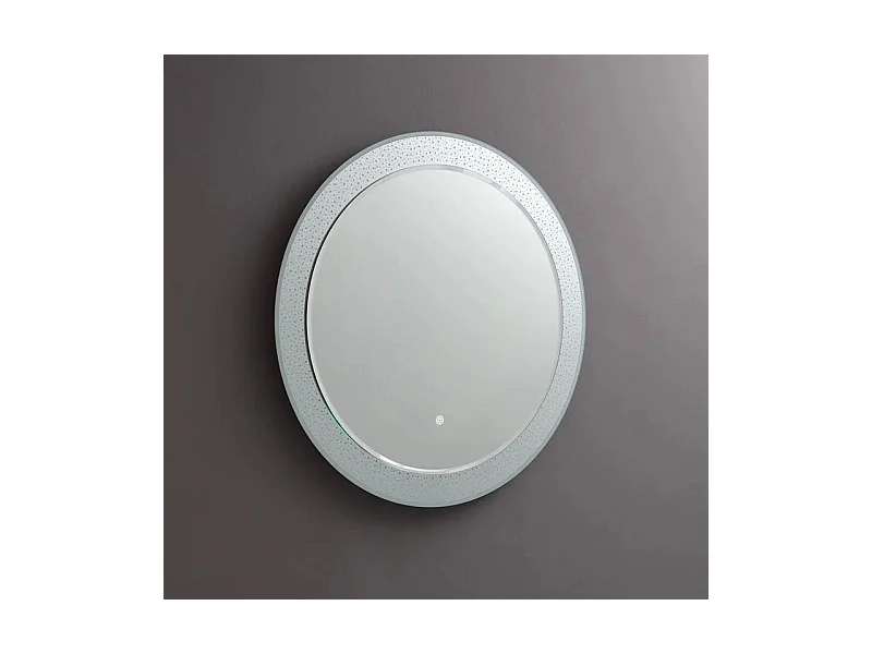 Specchio rotondo con cornice decorata a led "Riflessi" in alluminio cm 80x80