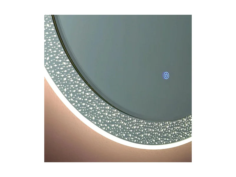 Specchio rotondo con cornice decorata a led "Riflessi" in alluminio cm 80x80