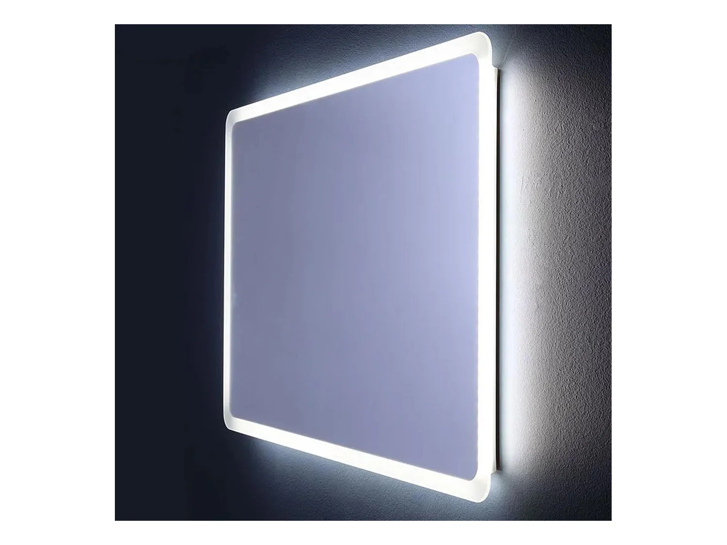 Afgeronde LED badkamerspiegel "Dallas" met verlicht frame cm 60x60h