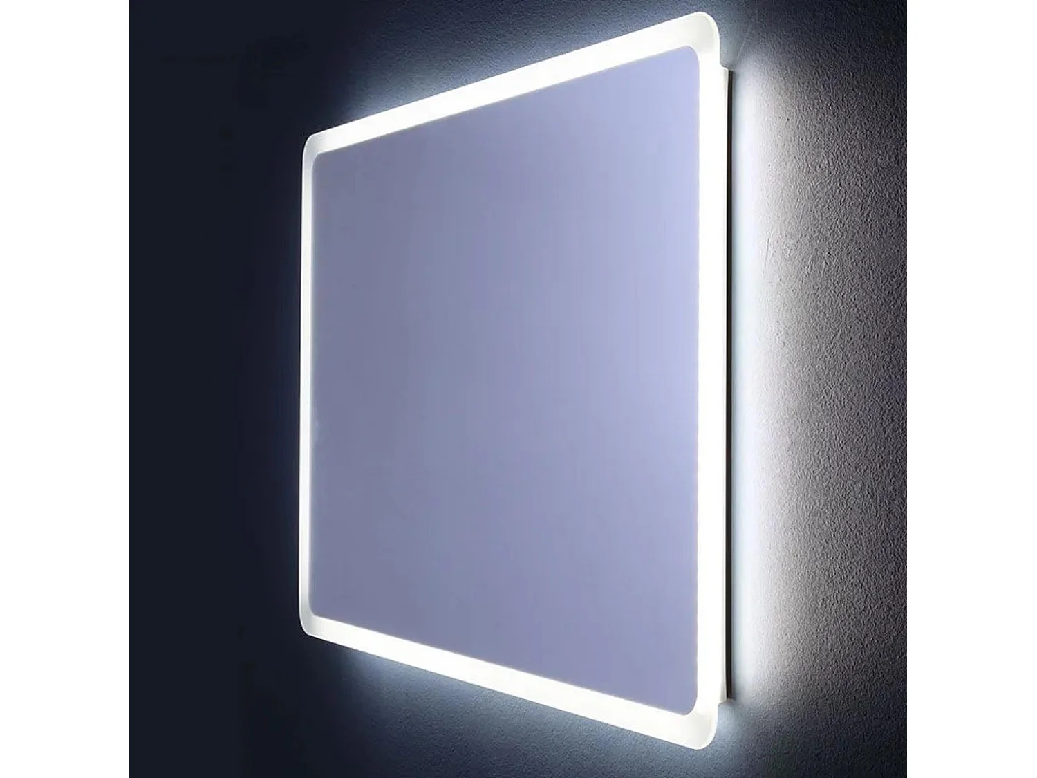Abgerundeter LED-Badezimmerspiegel "Dallas" mit beleuchtetem Rahmen cm 60x60h
