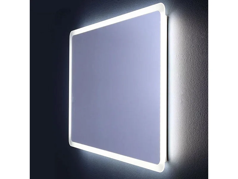 Abgerundeter LED-Badezimmerspiegel "Dallas" mit beleuchtetem Rahmen cm 60x60h