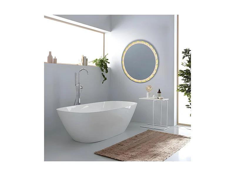 Écran tactile mural rond à LED « Mosaïque » avec insert satiné et coloré cm 80x80h