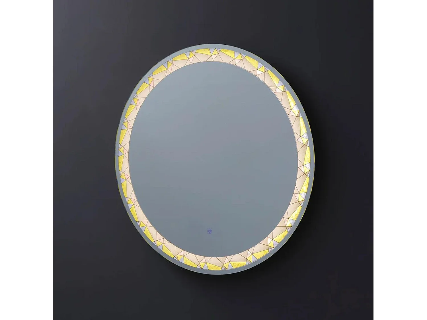 Rundes Touch-LED-Wanddisplay „Mosaik“ mit satiniertem und farbigem Einsatz, 80 x 80 cm