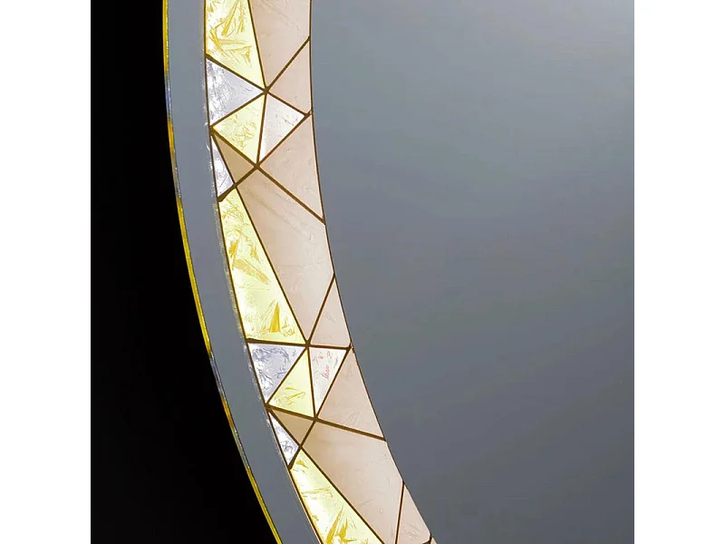 Rundes Touch-LED-Wanddisplay „Mosaik“ mit satiniertem und farbigem Einsatz, 80 x 80 cm