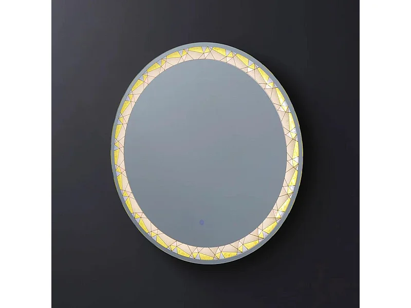 Rundes Touch-LED-Wanddisplay „Mosaik“ mit satiniertem und farbigem Einsatz, 80 x 80 cm