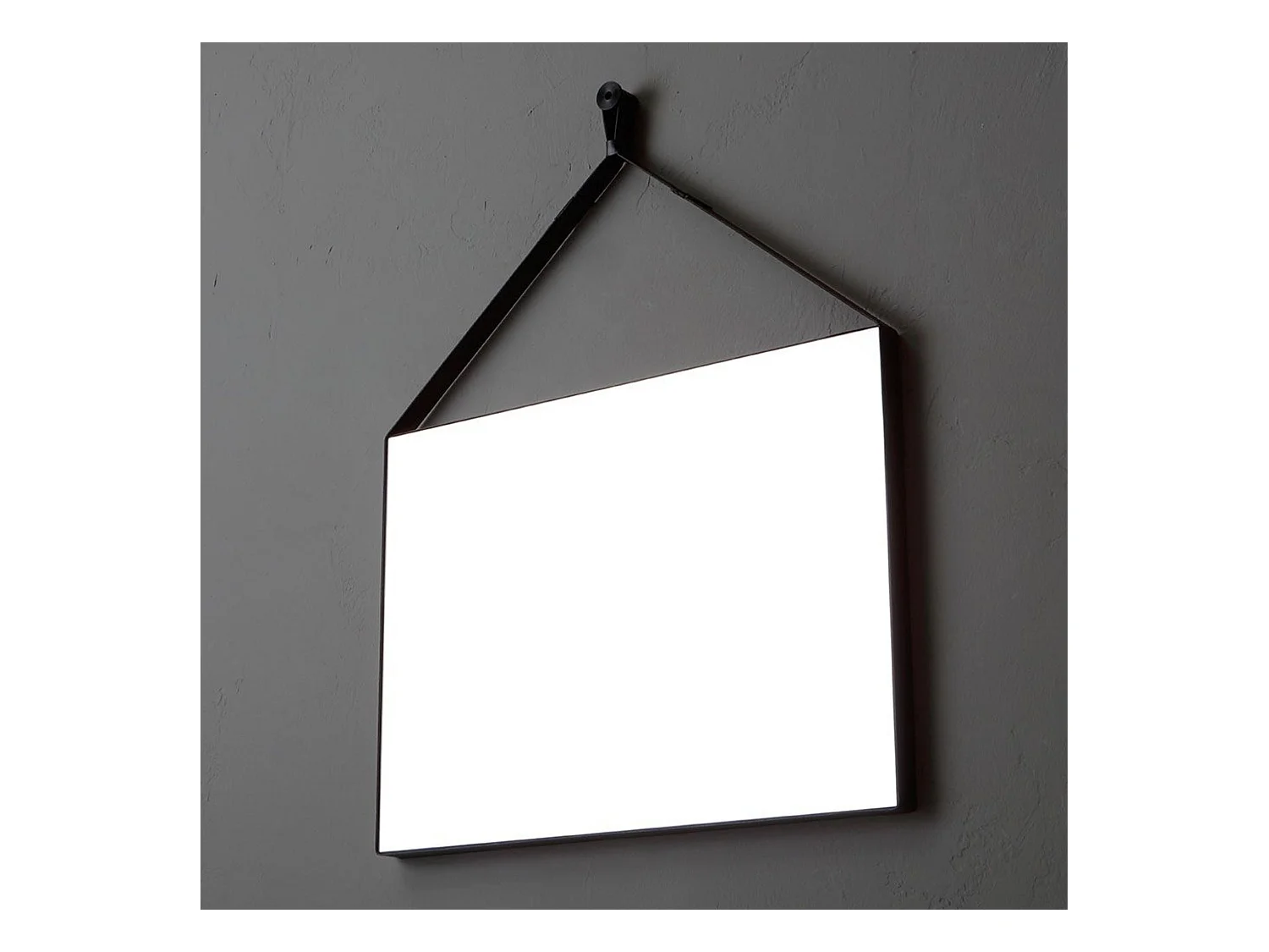 Specchio rettangolare design "Hillsboro" cornice con laccio in pelle nera cm 70x50