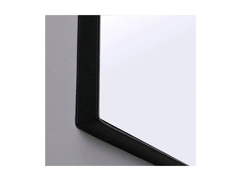 Specchio rettangolare design "Hillsboro" cornice con laccio in pelle nera cm 70x50